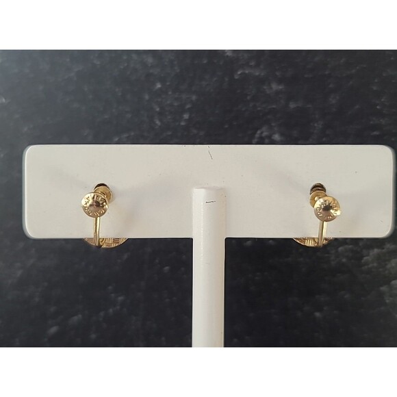 Amco 14K Gold Filled Floating Opal Screwback Earrings Vintage - Picture 7 of 10